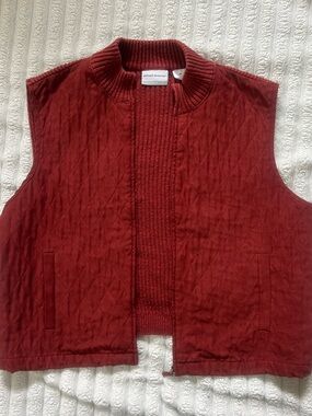 Alfred Dunner Ribbed Knit Sleeveless Top in Brick Red